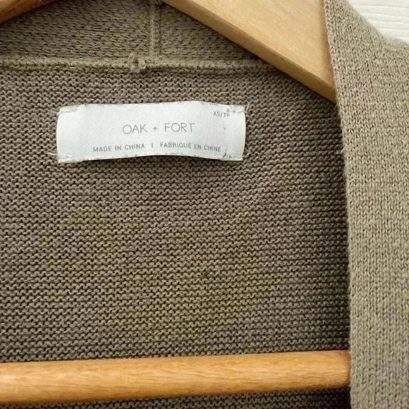 Oak + Fort 100% cotton open cardigan w/ pockets tan mocha size xs oversized - Picture 2 of 6